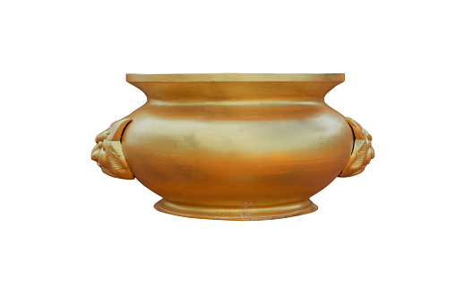 golden incense burner isolated on white background