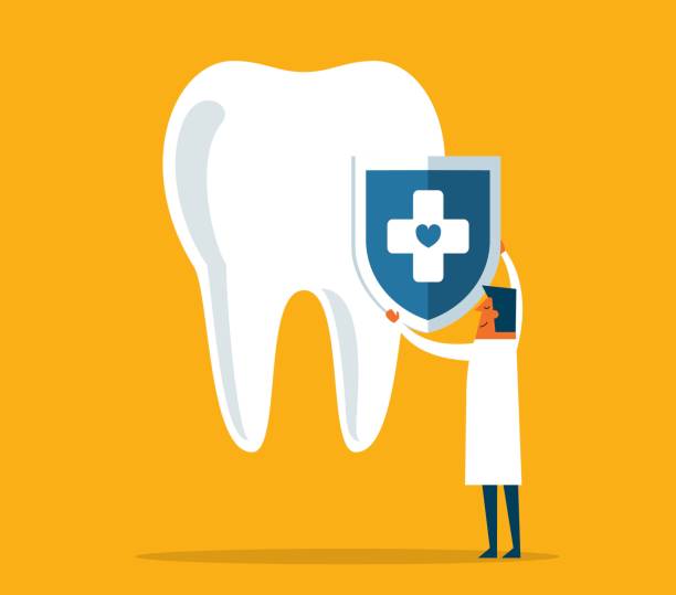 ilustrações de stock, clip art, desenhos animados e ícones de dental care - protection - human teeth defending dental equipment brushing