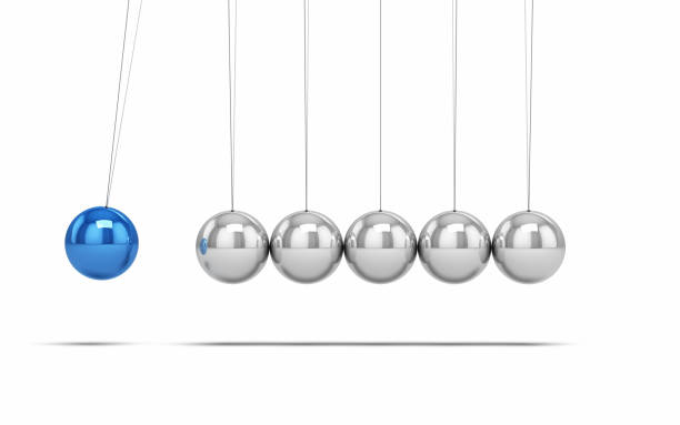 Perpetual Motion Machine, Blue and Silver Newton spheres, Object + Shadow Clipping Path