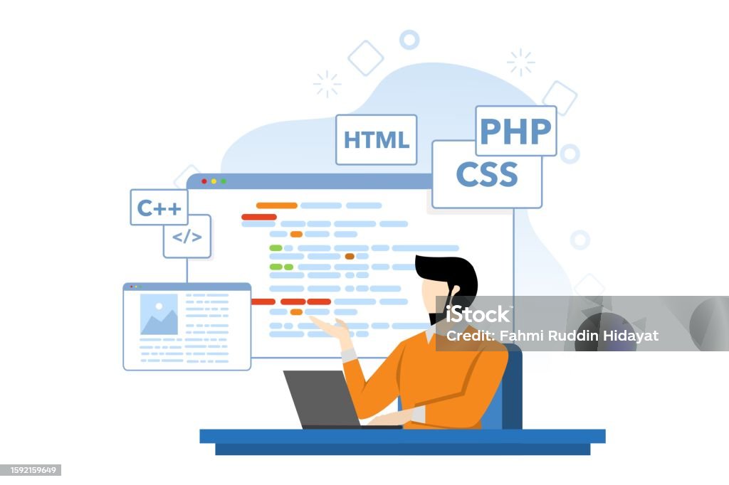 Web Development Concept Characters Are Designing And Developing ...