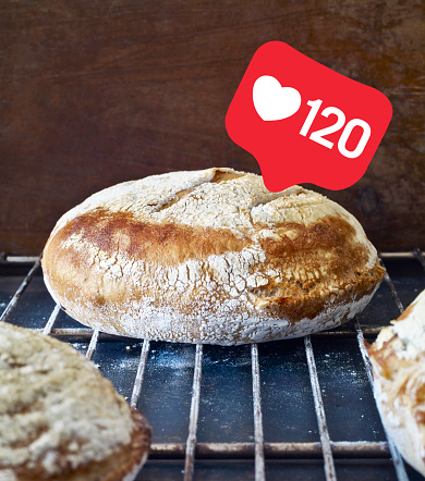 Liking fresh baked organic breads on social media