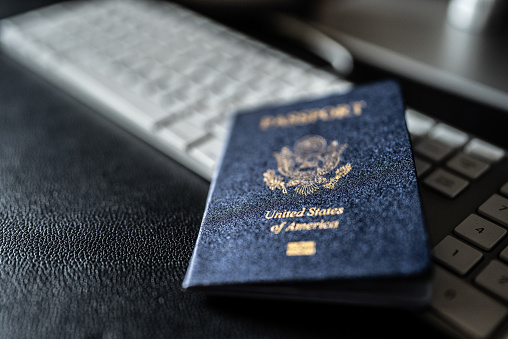 American passport at desk