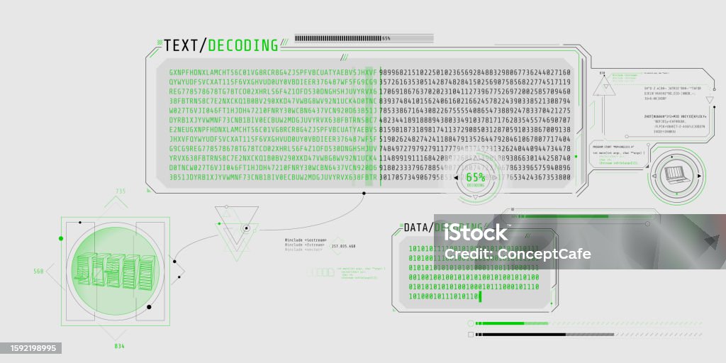 Data Service Interface Server Data Processing Interface With Text Decoding Stock Illustration ...