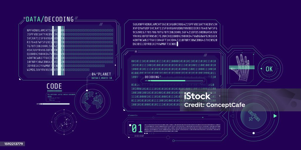 Hud Interface Design For Decoding Satellite Data Stock Illustration ...