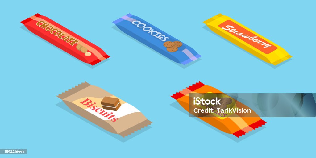 Snack Try Vector 3d Isometric Flat Vector Set Of Snack Packages Stock Illustration ...