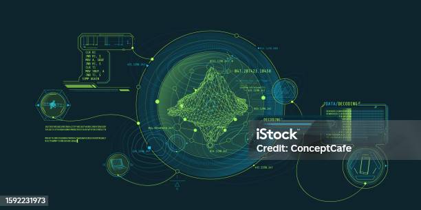 Geoscience Design Futuristic Geoscience Hud Interface Design With Data Decoding Stock ...