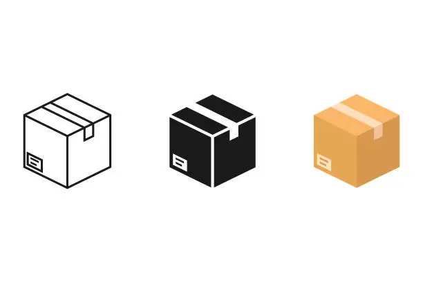 Vector illustration of Cardboard Box or Package Icon Vector Design on White Background.