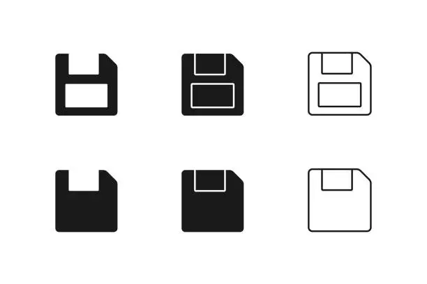 Vector illustration of Save Icon. Floppy Disk Set Vector Design on White Background.