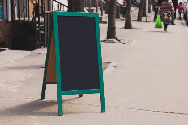 istock Special menu announcement board. Chalkboard stand for menu restaurant and cafe welcome easel with copy space and clipping path mock-up 1592249097