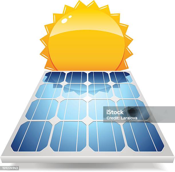 Ilustración de Panel Solar Con Sol y más Vectores Libres de Derechos de Luz del sol - Luz del sol, Panel Solar, Sol