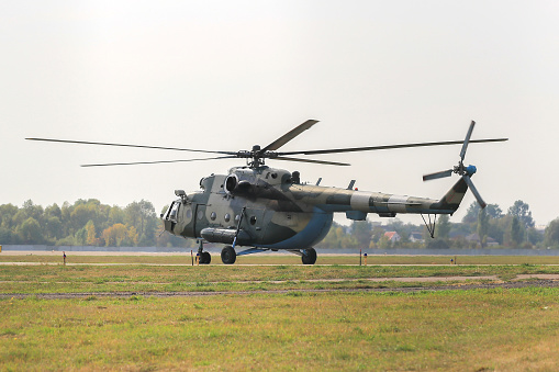 Helicopter Mil Mi-8 take off at the airport