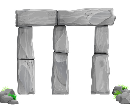 Stonehenge is an ancient dolmen or temple. Vector graphics. stone pillars columns