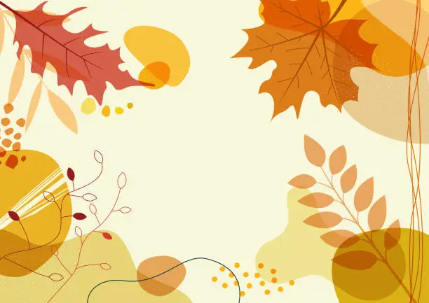 Vector illustration of Abstract simply background with natural line arts - autumn theme -