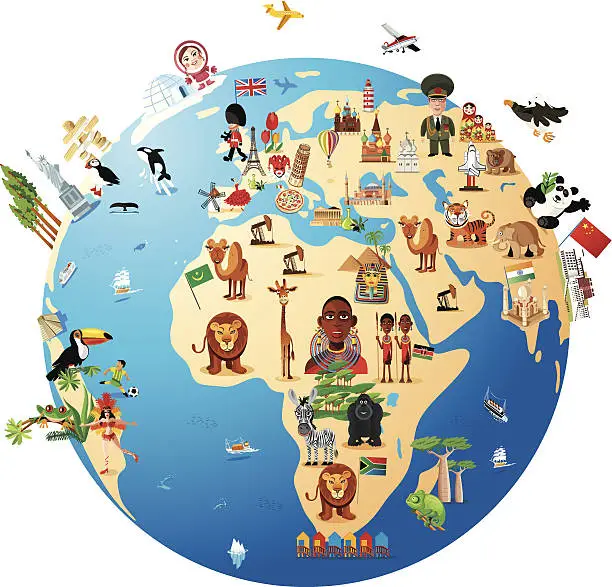 Vector illustration of Cartoon map of World