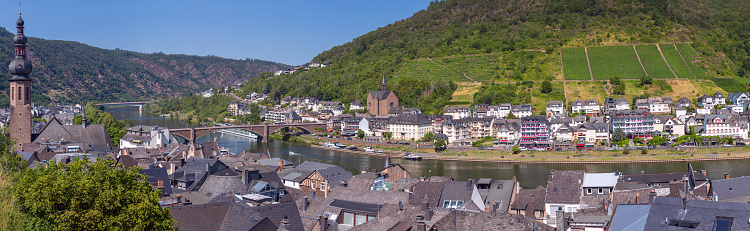 Bernkastel-Kues. Beautiful historical town on romantic Moselle, Mosel river. City view with a castle Landshut on a hill. Rhineland-Palatinate, Germany, between Trier and Koblenz
