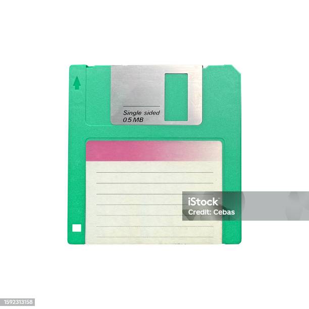 Old Retro Floppy Disk Isolated On White Background Stock Photo - Download Image Now - Floppy Disk, Memory Card, Backup
