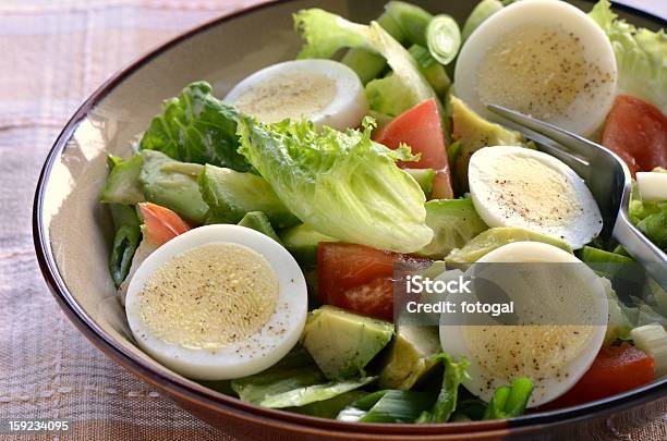 Garden Salad With Hard Boiled Egg Stock Photo - Download Image Now - Avocado, Boiled Egg, Bowl