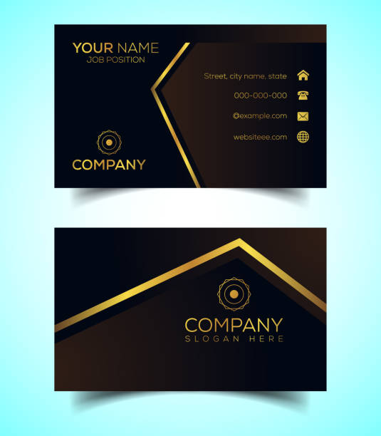 Double-Sided Luxury, Modern and Elegant Business Card Design Template. Vector Illustration Double-Sided Luxury, Modern and Elegant Business Card Design Template. Vector Illustration black and gold business cards stock illustrations