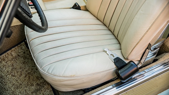 White interior in a vintage car