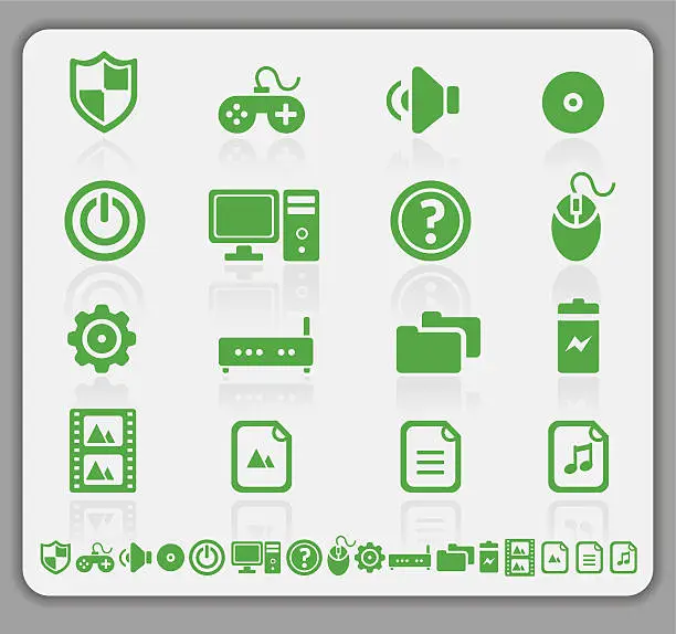 Vector illustration of Green computer icons