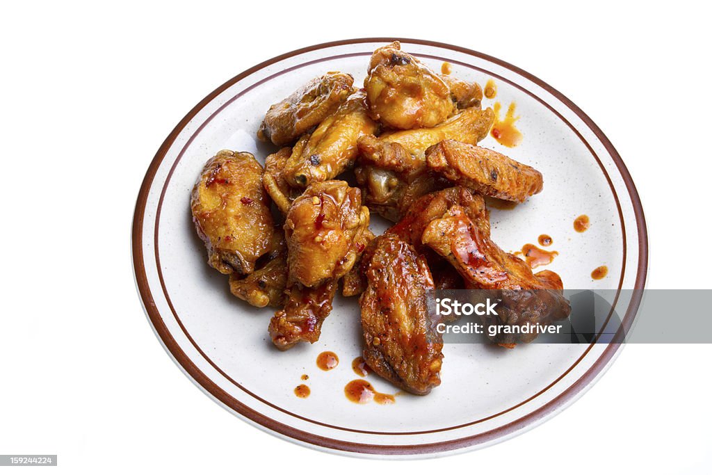 Asas de frango isolada no branco - Foto de stock de Aipo royalty-free