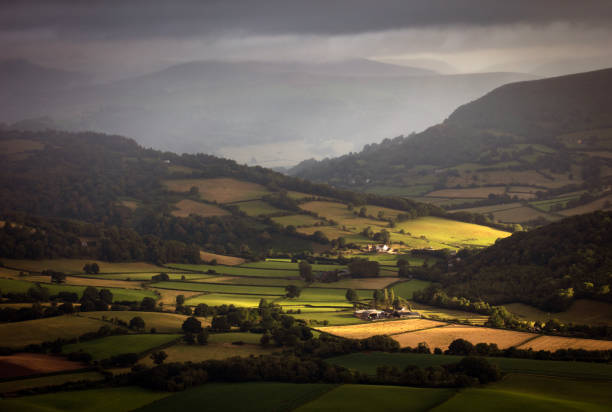 Rolling hills in moody early morning light - Brecon Beacons, Wales
