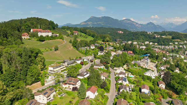 Hillside Houses in Lucerne, Switzerland - Aerial