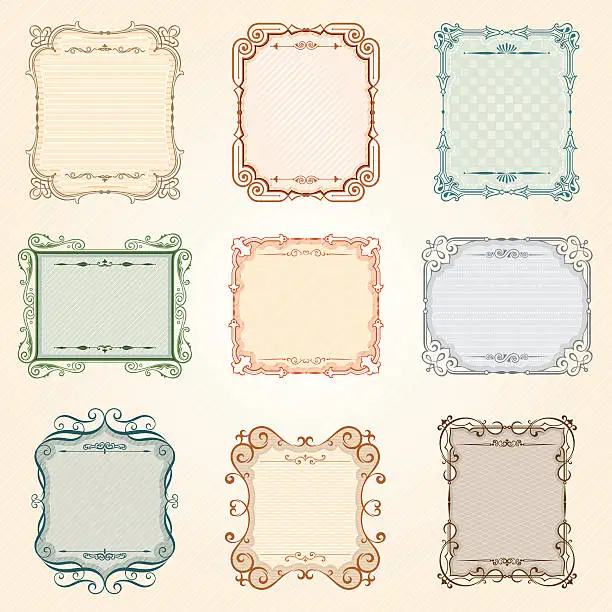 Vector illustration of Vector vintage frame set