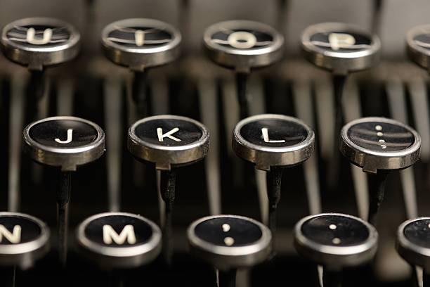 istock Right home row keys on an antique typewriter 159246801