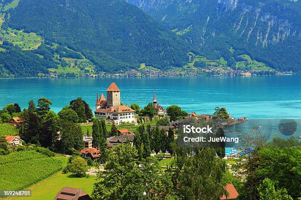 Foto de Spiez Lake Thun Suíça e mais fotos de stock de Spiez - Spiez, Bernese Oberland, Castelo