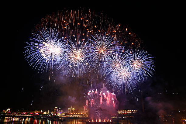 Fireworks at Singapore Vivocity stock photo