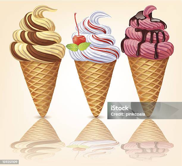 Three Delicious Ice Cream Stock Illustration - Download Image Now - Beauty, Blob, Carom