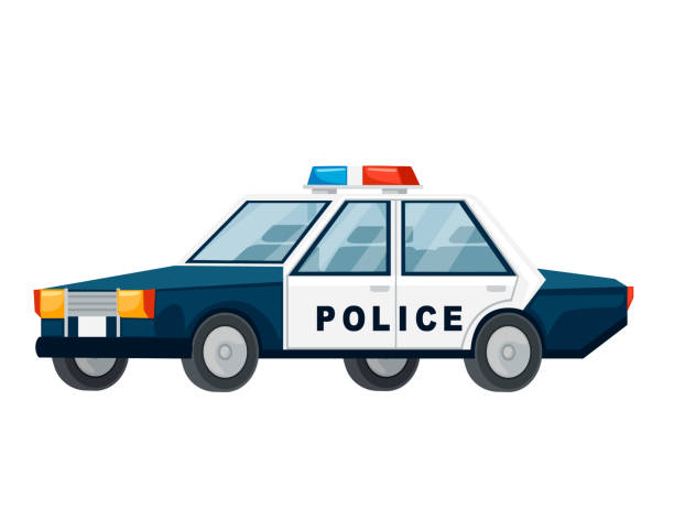 istock Cartoon design police cars set flat vector illustration isolated on white background 1592511398