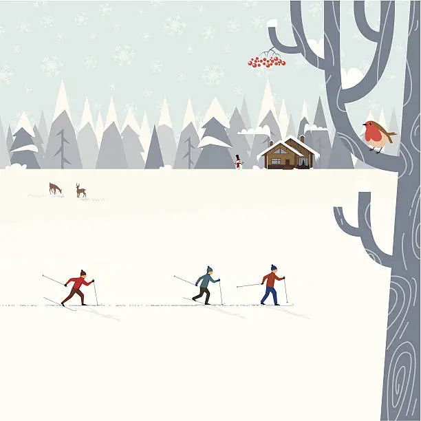 Vector illustration of Cross-country skiing