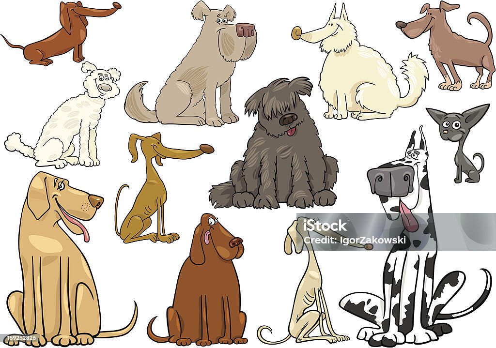 cartoon Hunde oder Welpen big set - Lizenzfrei Hund Vektorgrafik