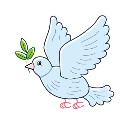 Peace dove with an olive branch isolated vector illustration