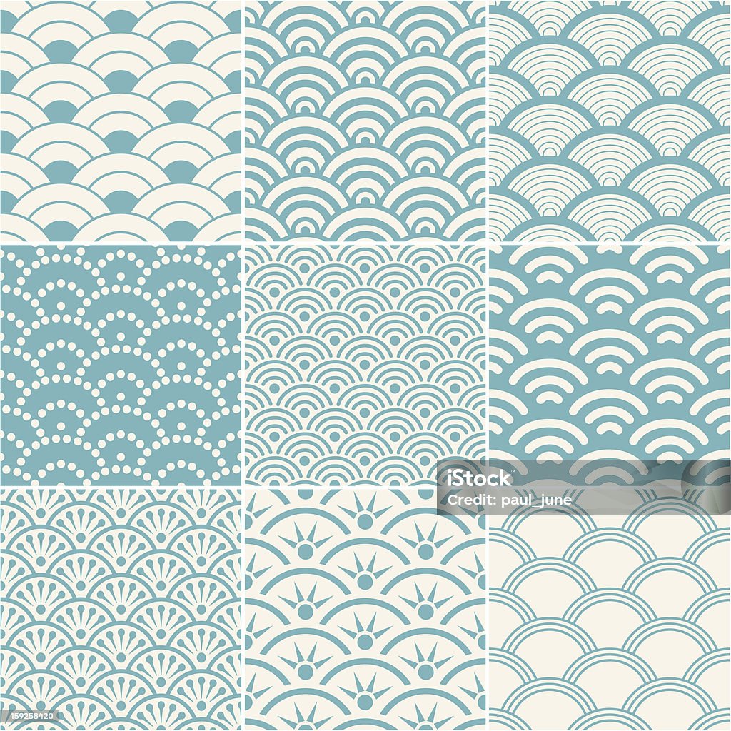 Collection of seamless ocean wave patterns seamless ocean wave pattern Japanese Culture stock vector