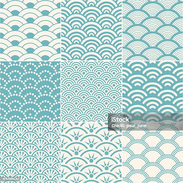 Collection Of Seamless Ocean Wave Patterns Stock Illustration - Download Image Now - Japanese Culture, Wave Pattern, Pattern