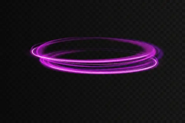 Vector illustration of Abstract light lines of movement and speed with purple flare sparkles