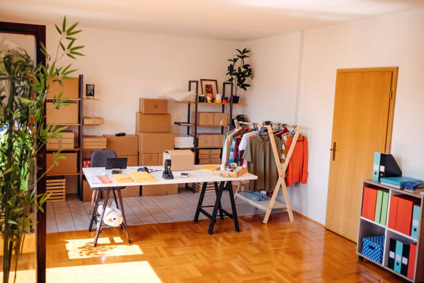 istock Picking and preparing clothes for delivery service 1592609716