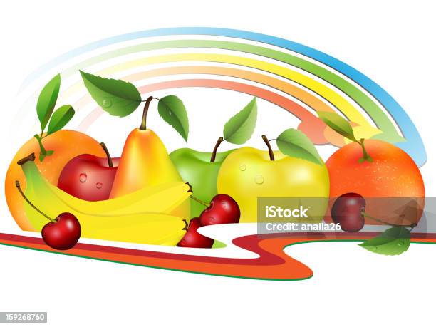 Grupa Owoców - Stockowe grafiki wektorowe i więcej obrazów Banan - Banan, Bez ludzi, Błyszczący