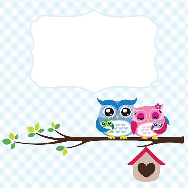 сова семьи прыгать иллюстрация - owl young animal bird mother stock illustrations