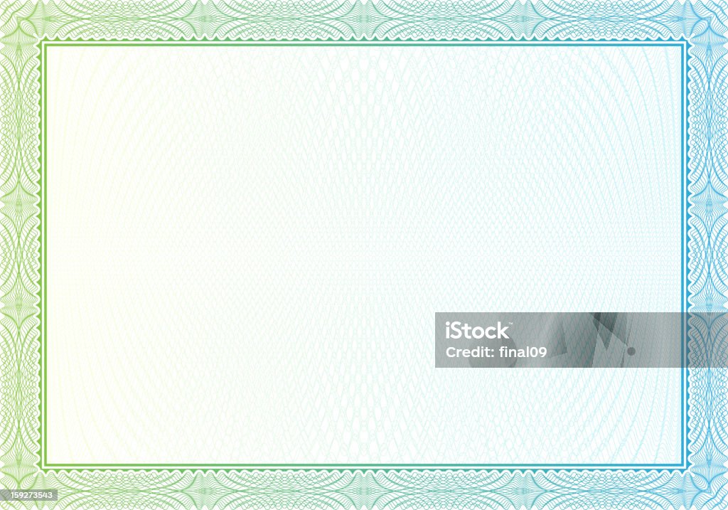 Blank white certificate with patterned green and blue border Vector pattern that is used in Certificate and diplomas. File in eps8 Certificate stock vector
