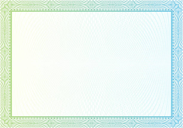 Blank white certificate with patterned green and blue border Vector pattern that is used in Certificate and diplomas. File in eps8 diploma stock illustrations