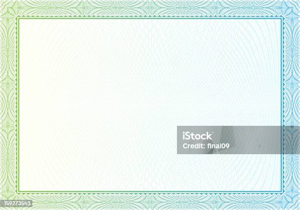 Blank White Certificate With Patterned Green And Blue Border Stock Illustration - Download Image Now