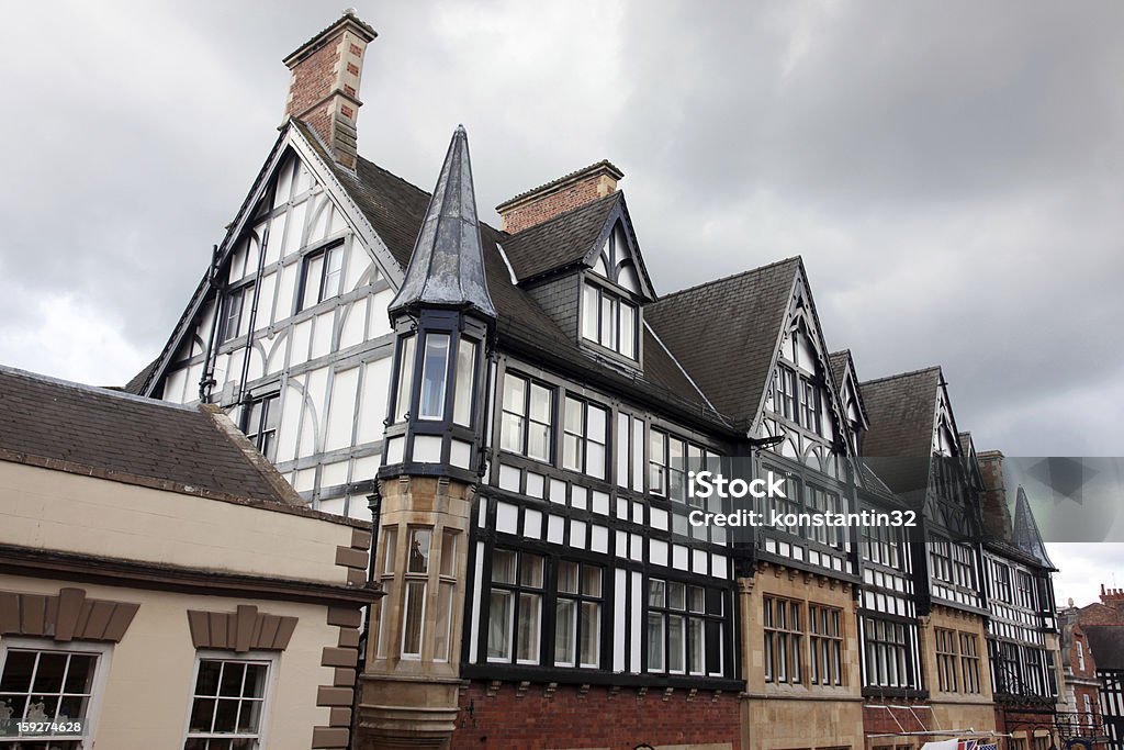 Tudor edifícios em Chester Reino Unido - Foto de stock de Antigo royalty-free