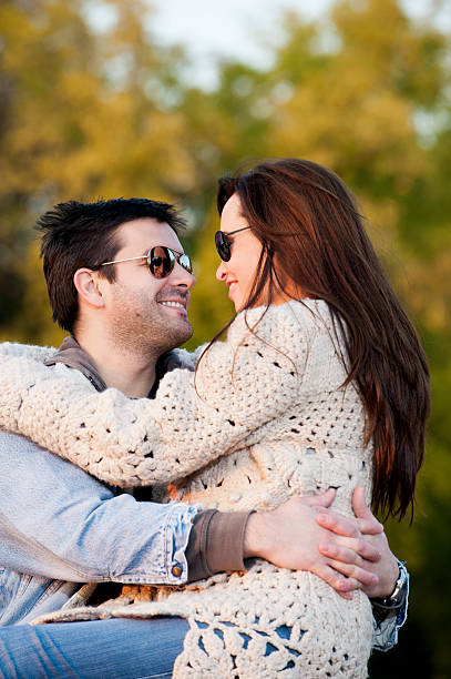 happy couple in love stock photo