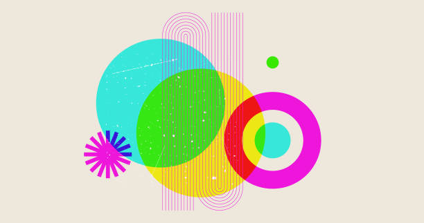 Risograph effect geometric Abstract shapes. Vector Christmas Boho elements with riso print texture. Mid century modern duotone minimalist art print. Organic natural shape. Risograph effect geometric Abstract shapes. Vector Christmas Boho elements with riso print texture. Mid century modern duotone minimalist art print. Organic natural shape riso print stock illustrations