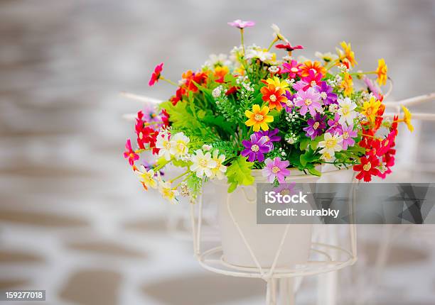 Bright Color Artificial Flowers Stock Photo - Download Image Now - Artificial, Basket, Beauty