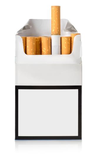 Pack of cigarettes isolated on a white background